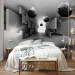 Wall Mural Grey geometric tunnel - space with black spheres and light 65679 additionalThumb 2