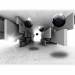Wall Mural Grey geometric tunnel - space with black spheres and light 65679 additionalThumb 5