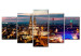 Canvas Art Print Colony: Night Panorama (5-part) - architecture in the glow of the night 94779