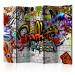 Room Divider Colorful Style - artistic urban graffiti on a brick texture 95279