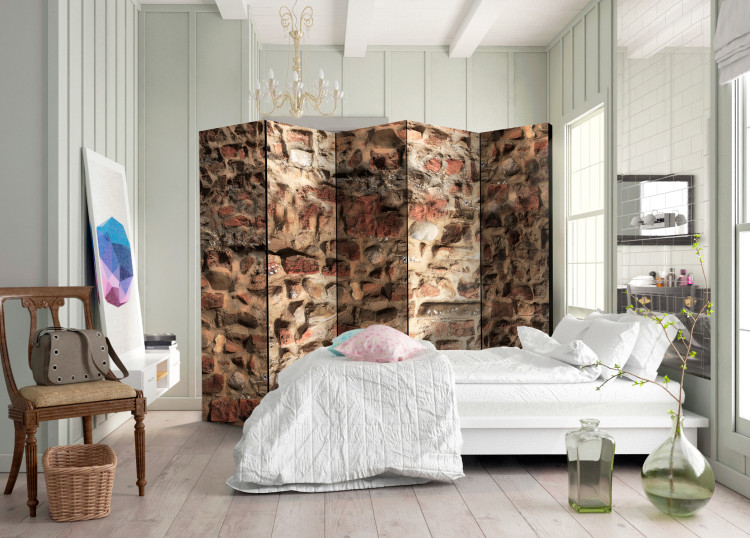 Room Divider Screen Ancient Wall II - architectural texture of brown brick wall 95979 additionalImage 4