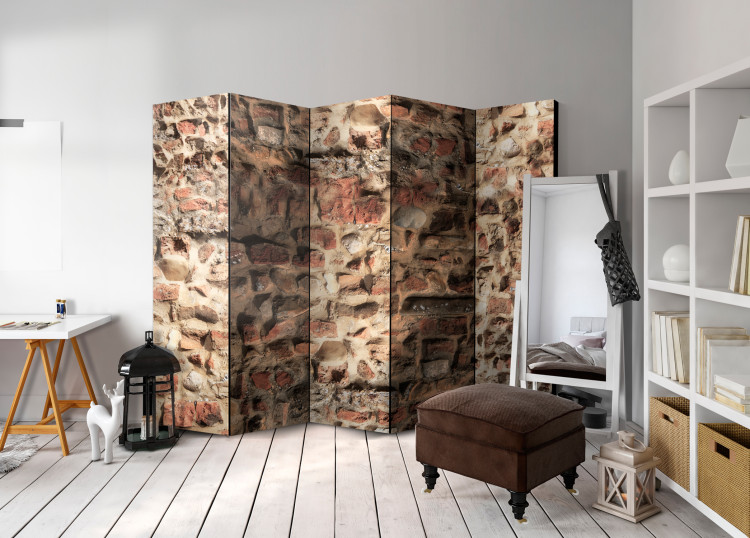 Room Divider Screen Ancient Wall II - architectural texture of brown brick wall 95979 additionalImage 2