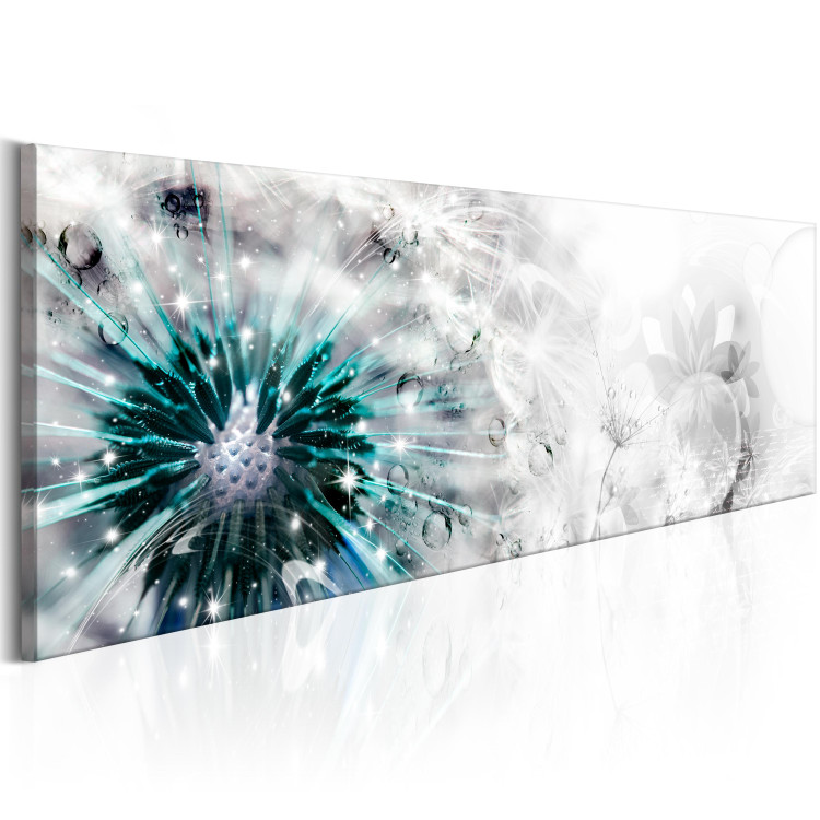 Canvas Turquoise Dandelion - Shiny Dandelion Flower on Gray-White Background 98179 additionalImage 2
