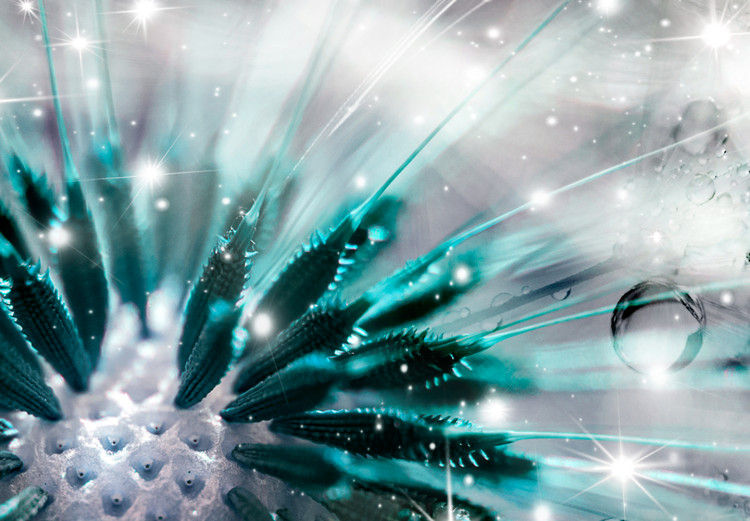 Canvas Turquoise Dandelion - Shiny Dandelion Flower on Gray-White Background 98179 additionalImage 5