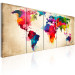 Canvas Art Print Bright Continents (5-piece) - World Map Painted with Watercolor 105189 additionalThumb 2