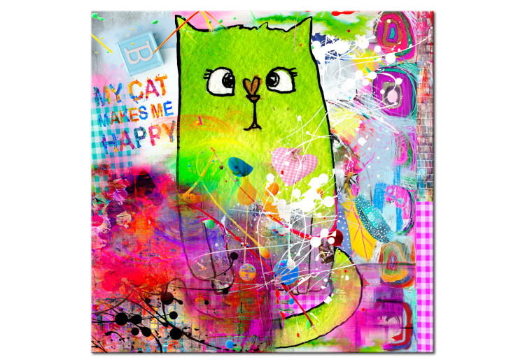 Canvas Crazy Cat (1-piece) - Cheerful Colorful Composition for Kids 106589