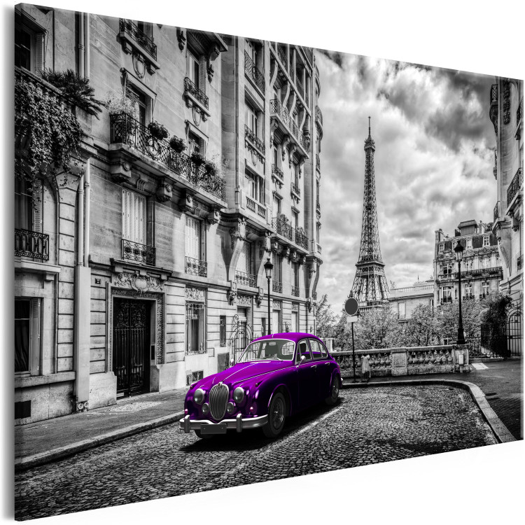 Canvas Car in Paris (1-part) Wide - Purple Car against Paris 107289 additionalImage 2
