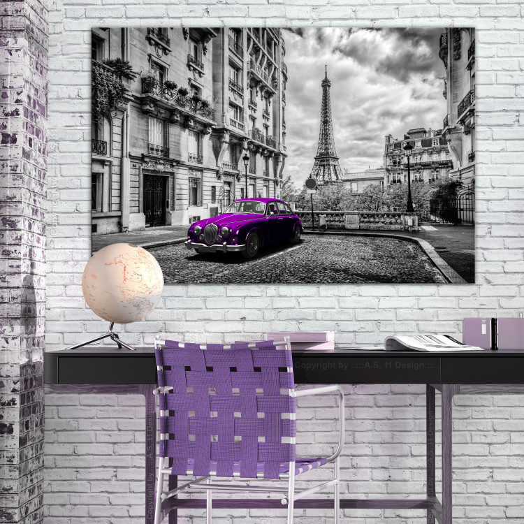 Canvas Car in Paris (1-part) Wide - Purple Car against Paris 107289 additionalImage 3
