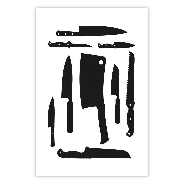 Wall Poster Cleaver and Knives - black and white simple composition with kitchen utensils 114589 additionalImage 19