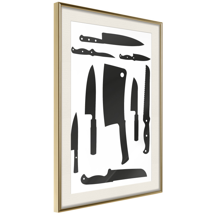 Wall Poster Cleaver and Knives - black and white simple composition with kitchen utensils 114589 additionalImage 14