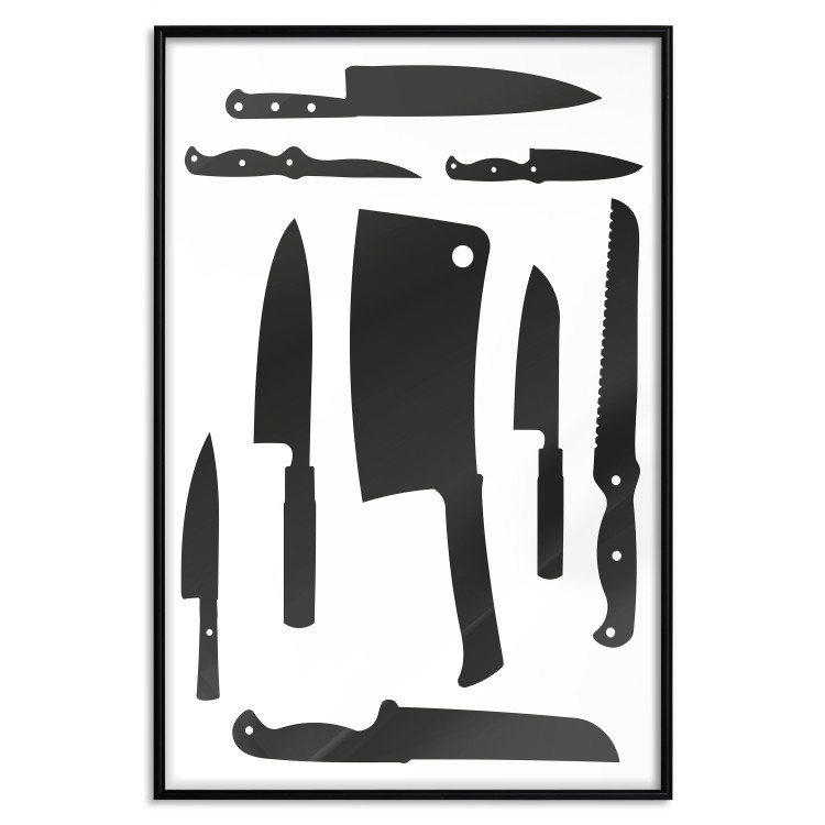 Wall Poster Cleaver and Knives - black and white simple composition with kitchen utensils 114589 additionalImage 24