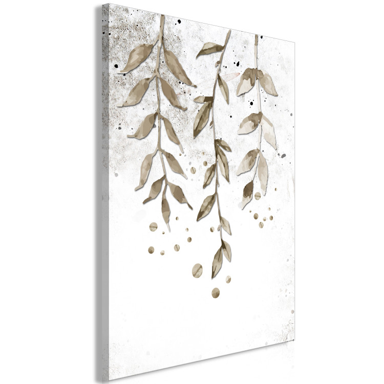 Canvas Print Nature in Boho Style (1-part) - Branch of Leaves on Grey Background 116389 additionalImage 2