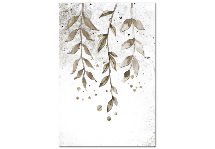Canvas Print Nature in Boho Style (1-part) - Branch of Leaves on Grey Background 116389