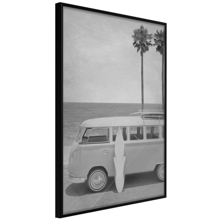 Wall Poster Holiday Trip - black and white landscape with a car and beach in the background 116489 additionalImage 10