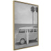 Wall Poster Holiday Trip - black and white landscape with a car and beach in the background 116489 additionalThumb 12