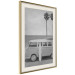 Wall Poster Holiday Trip - black and white landscape with a car and beach in the background 116489 additionalThumb 2
