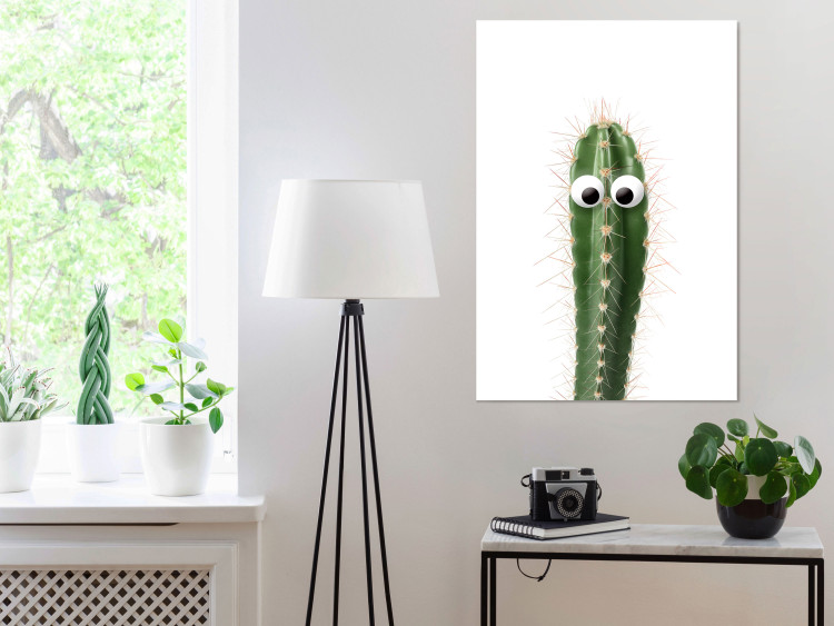 Poster Living Cactus - funny green prickly plant with eyes on a white background 116889 additionalImage 19