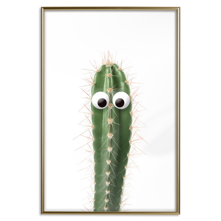Poster Living Cactus - funny green prickly plant with eyes on a white background 116889 additionalImage 16