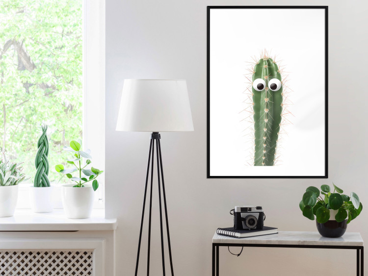 Poster Living Cactus - funny green prickly plant with eyes on a white background 116889 additionalImage 4