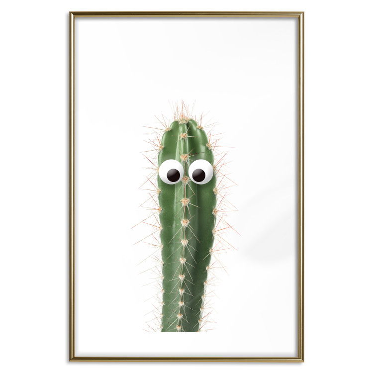 Poster Living Cactus - funny green prickly plant with eyes on a white background 116889 additionalImage 20