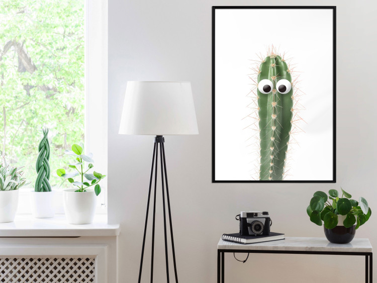 Poster Living Cactus - funny green prickly plant with eyes on a white background 116889 additionalImage 3