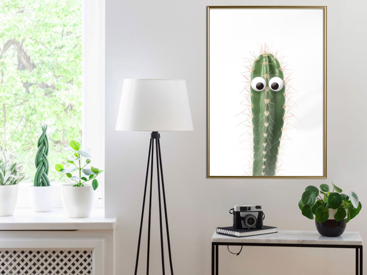 Poster Living Cactus - funny green prickly plant with eyes on a white background 116889 additionalImage 5