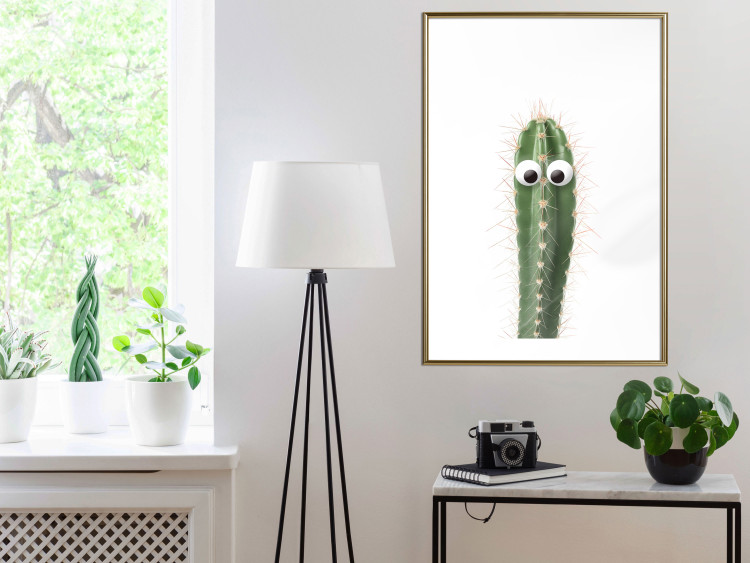 Poster Living Cactus - funny green prickly plant with eyes on a white background 116889 additionalImage 13