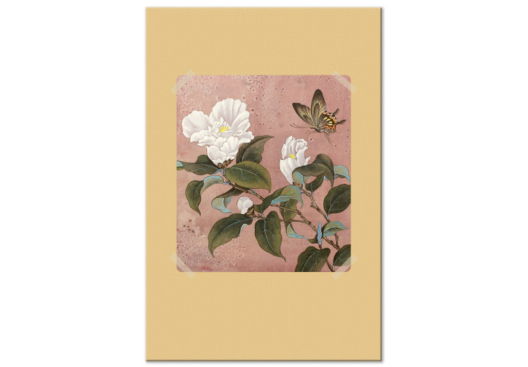 Canvas Butterfly over azalea flower - a floral motif in vintage style 117589