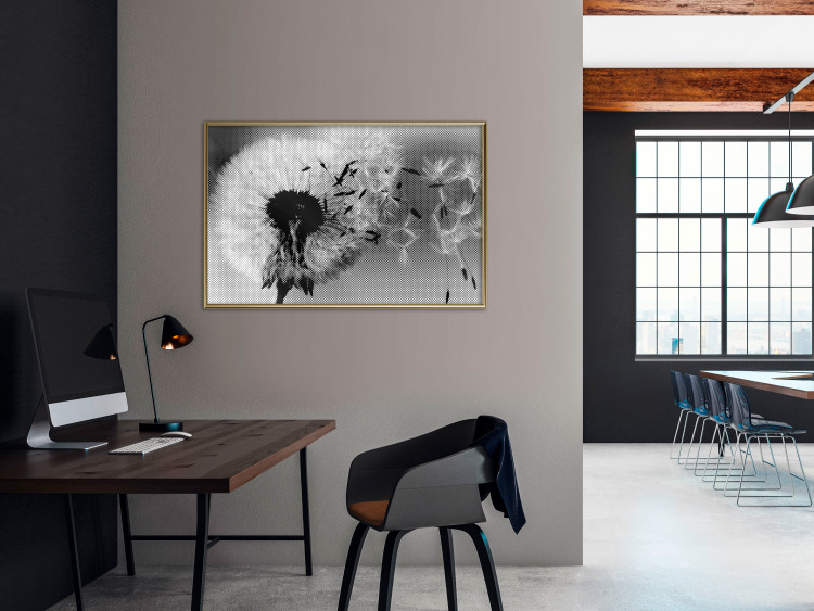 Wall Poster Fleeing Memory - black and white composition with scattered dandelions 118289 additionalImage 5