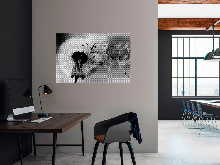 Wall Poster Fleeing Memory - black and white composition with scattered dandelions 118289 additionalImage 20
