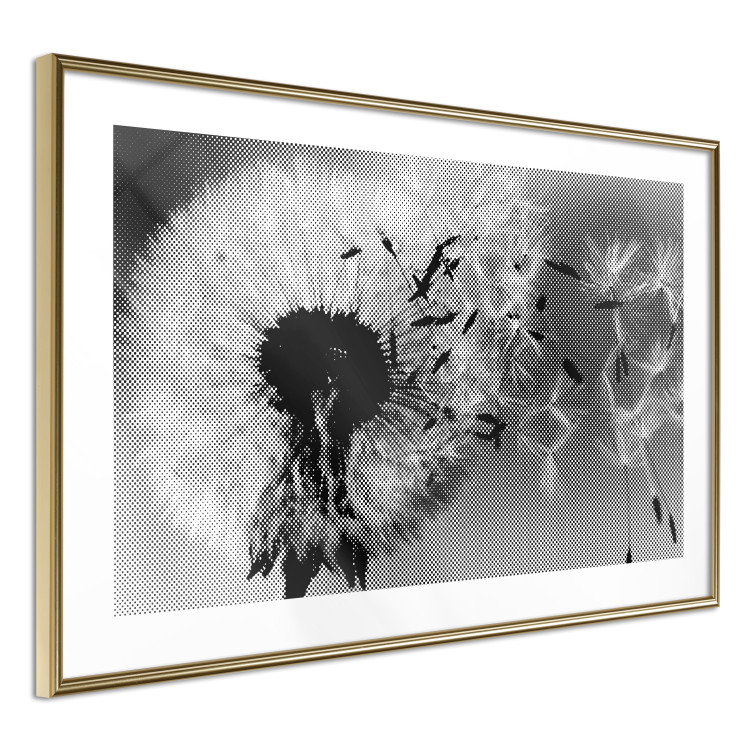 Wall Poster Fleeing Memory - black and white composition with scattered dandelions 118289 additionalImage 6