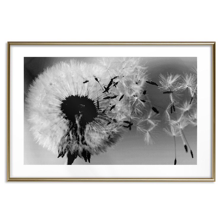Wall Poster Fleeing Memory - black and white composition with scattered dandelions 118289 additionalImage 17