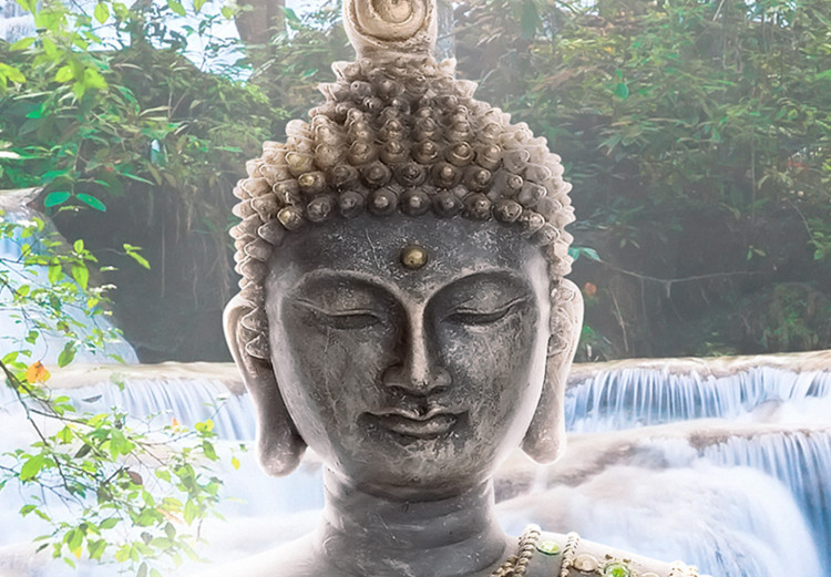 Canvas Art Print Buddha and Waterfall (3 Parts) Green 121989 additionalImage 5