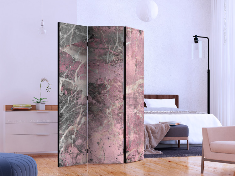 Room Divider Screen Stone Spring - stone texture with delicate red motif 122989 additionalImage 2