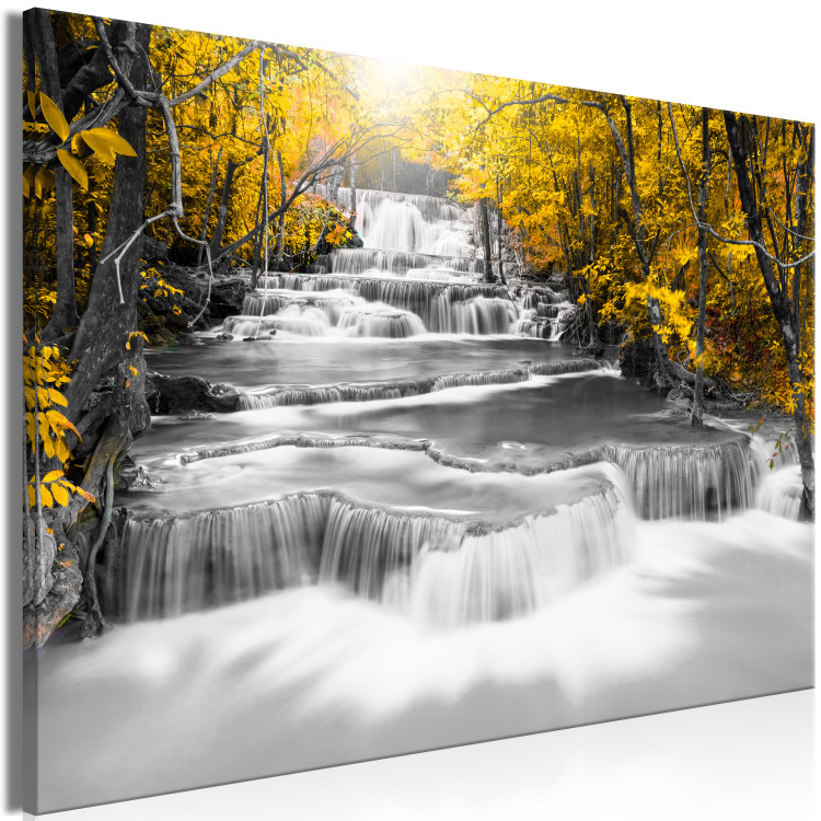 Canvas Print Cascade of Thoughts (1 Part) Wide Yellow 123189 additionalImage 2