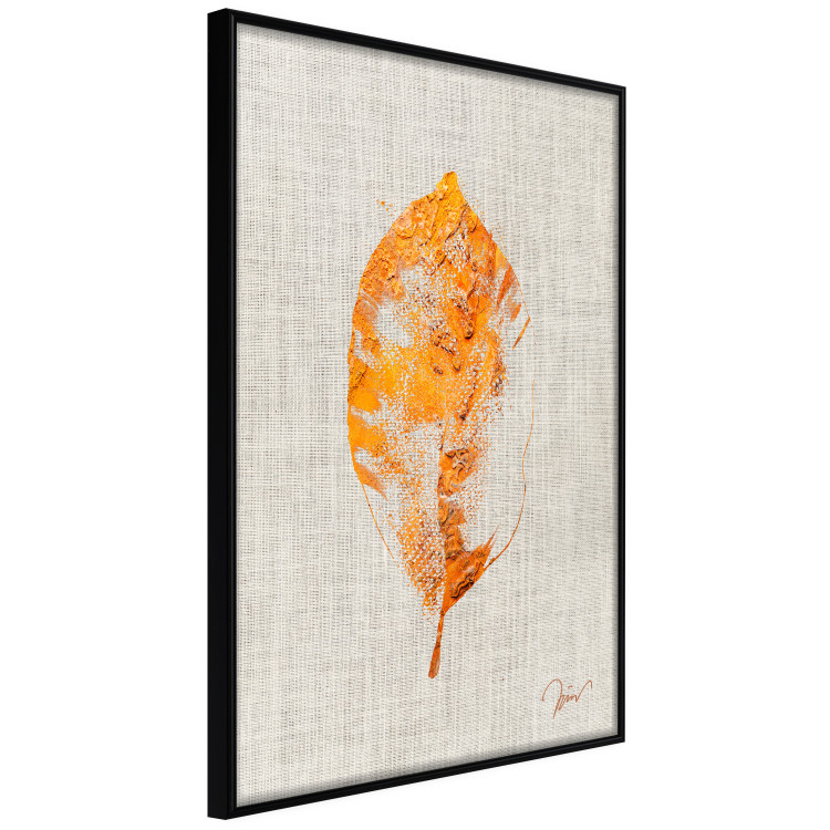 Wall Poster Golden Flora - orange autumn leaf on grey fabric texture 123789 additionalImage 12