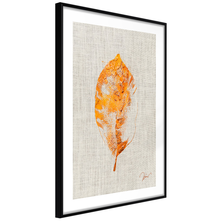 Wall Poster Golden Flora - orange autumn leaf on grey fabric texture 123789 additionalImage 11