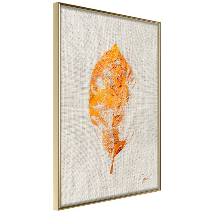 Wall Poster Golden Flora - orange autumn leaf on grey fabric texture 123789 additionalImage 14