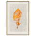 Wall Poster Golden Flora - orange autumn leaf on grey fabric texture 123789 additionalThumb 19