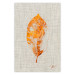 Wall Poster Golden Flora - orange autumn leaf on grey fabric texture 123789