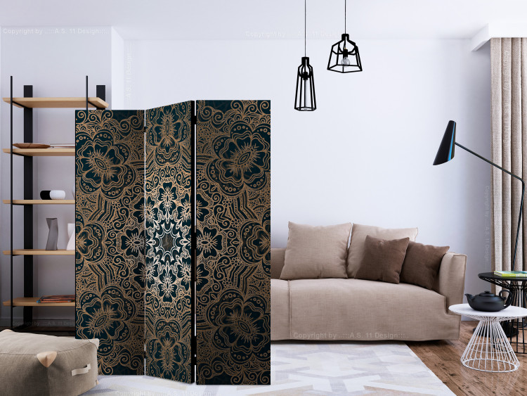 Room Divider Intricate Design (3-piece) - oriental Mandala in golden color 124089 additionalImage 4