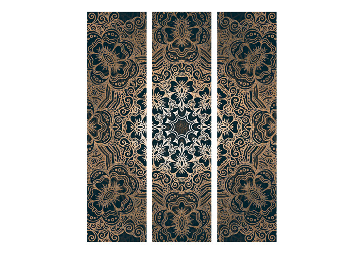 Room Divider Intricate Design (3-piece) - oriental Mandala in golden color 124089 additionalImage 3