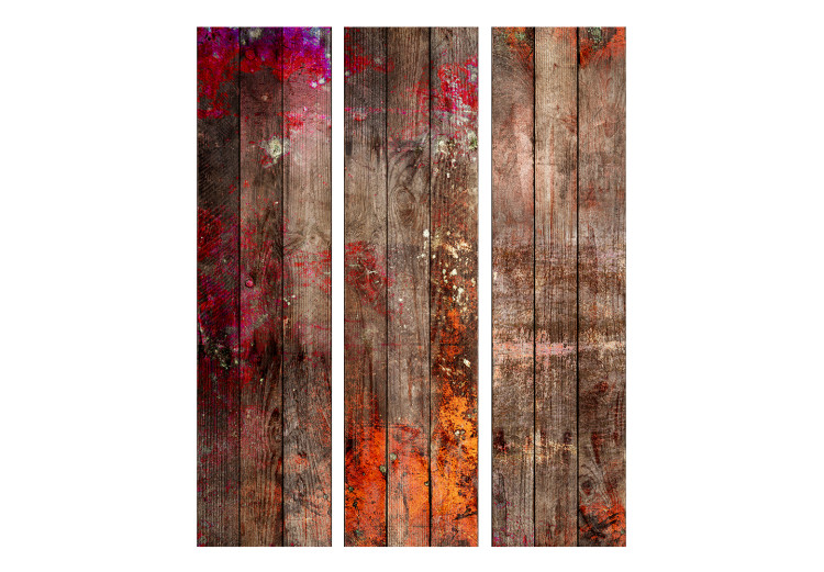 Room Divider Stained Wood (3-piece) - wooden texture in colorful spots 124289 additionalImage 3