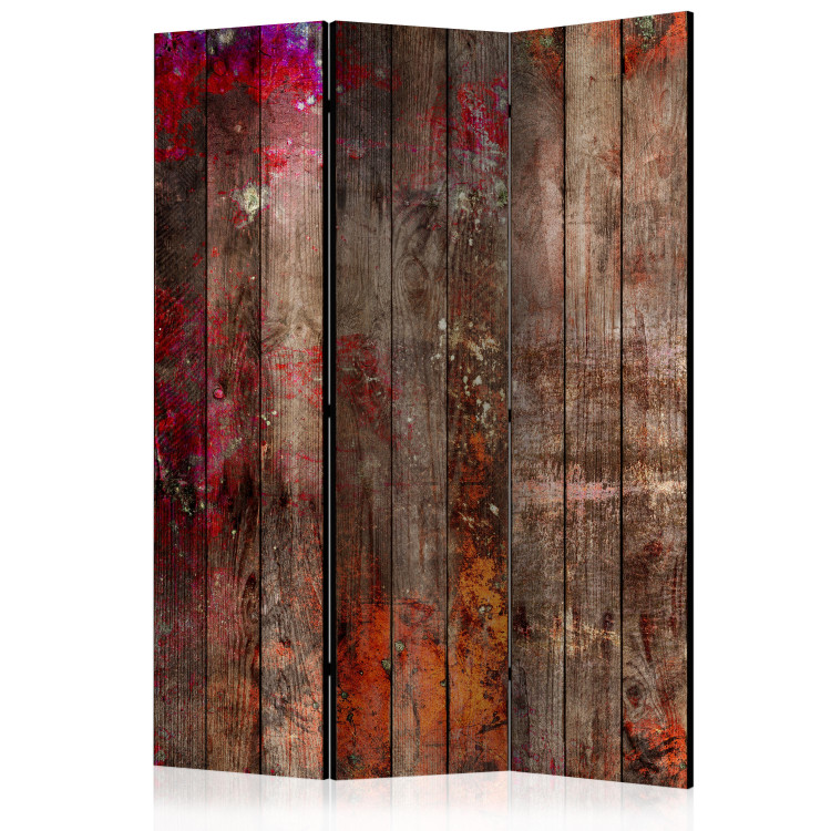 Room Divider Stained Wood (3-piece) - wooden texture in colorful spots 124289