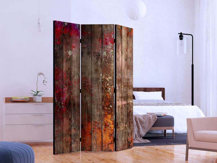 Room Divider Stained Wood (3-piece) - wooden texture in colorful spots 124289 additionalImage 2