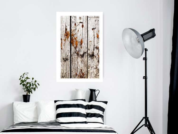 Wall Poster Timeless Tale - texture of wooden planks with brown dust 124489 additionalImage 2