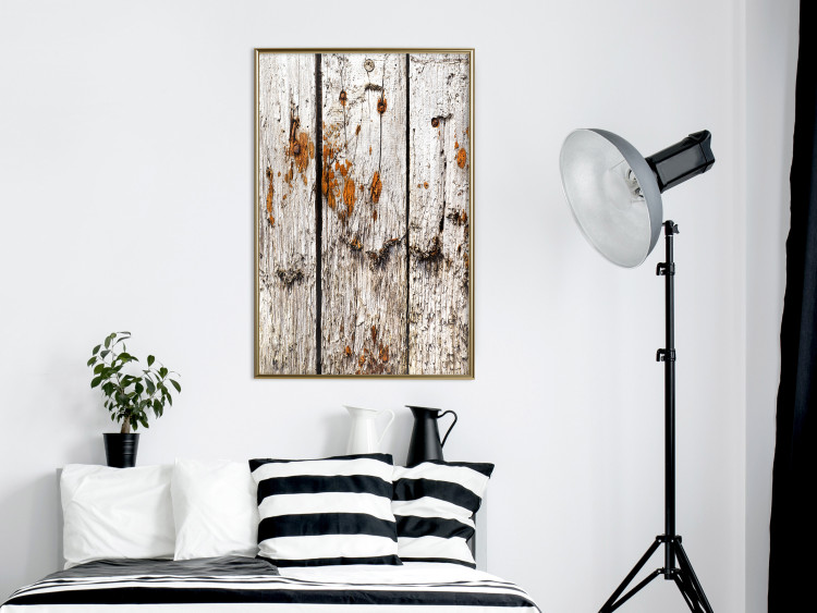 Wall Poster Timeless Tale - texture of wooden planks with brown dust 124489 additionalImage 5