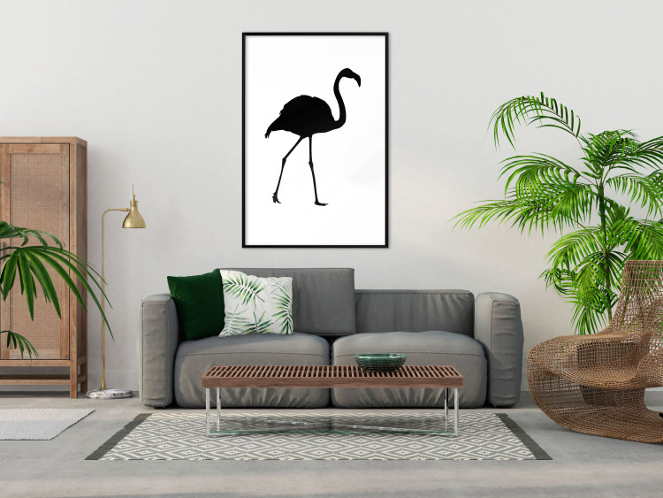 Wall Poster Black Flamingo - figure of a black bird on a contrasting white background 125089 additionalImage 5