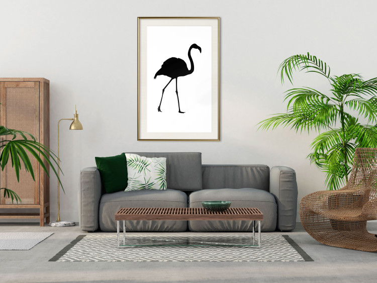 Wall Poster Black Flamingo - figure of a black bird on a contrasting white background 125089 additionalImage 21