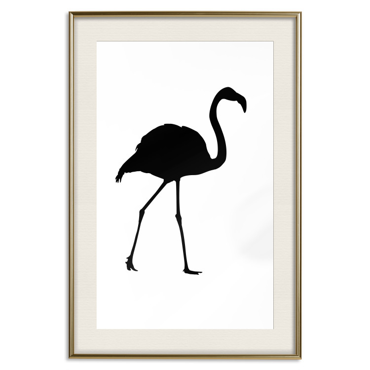 Wall Poster Black Flamingo - figure of a black bird on a contrasting white background 125089 additionalImage 19